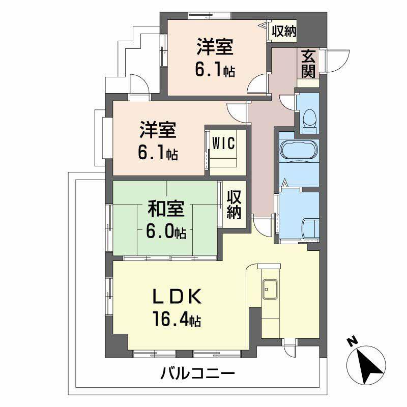 プリムローズ(3LDK/4階)の間取り写真