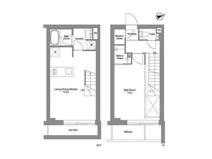 ORME COURT YOTSUYA(1LDK/1階)の間取り写真