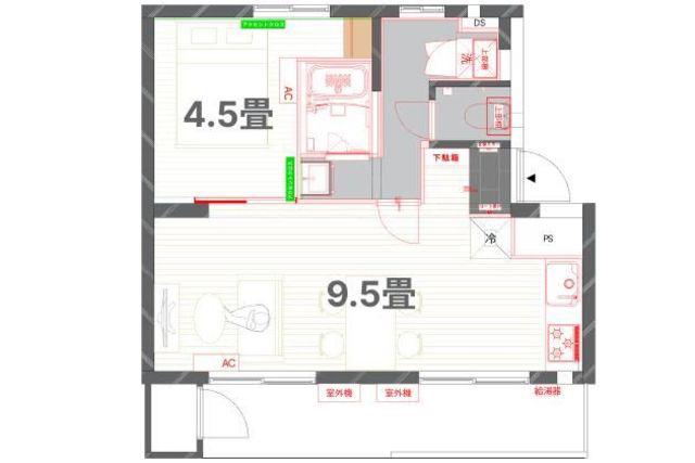 GOODROOM RESIDENCE 座間ホシノタニ団地 2号棟(1LDK/3階)の間取り写真