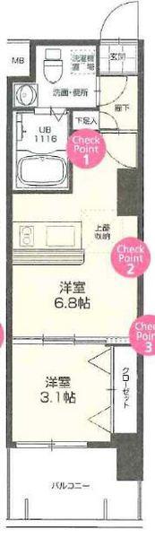 NO72 HARBOR イースト TOWER(1DK/17階)の間取り写真