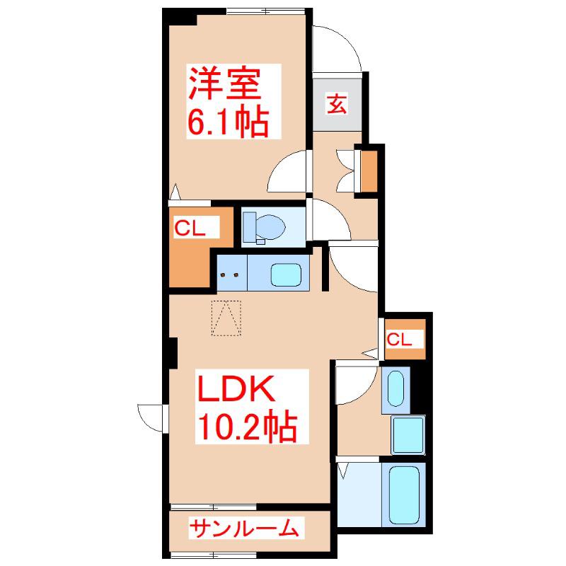 サンライズ光山 II(1LDK/1階)の間取り写真