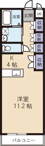 プレジデント金磯(ワンルーム/1階)の間取り写真