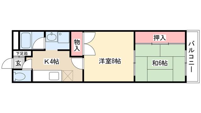 ENSHOW2(2DK/4階)の間取り写真
