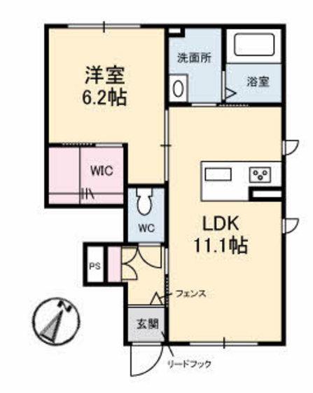 リヴェール(1LDK/1階)の間取り写真