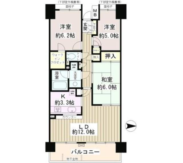 板橋仲宿パーク・ホームズ(3LDK/8階)の間取り写真