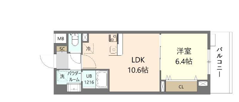 ウエサカ ステューディオ(1LDK/2階)の間取り写真