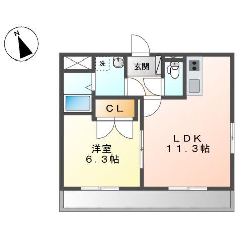 ピアリー(1LDK/2階)の間取り写真