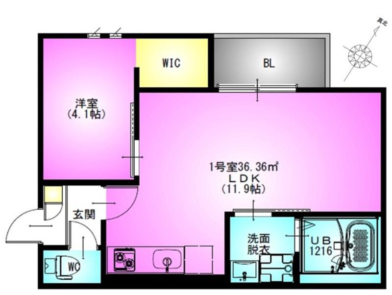 REGALEST響(1LDK/1階)の間取り写真