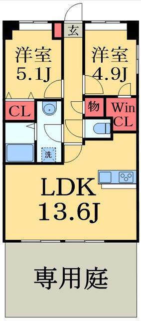 アーペブローネ上志津(2LDK/1階)の間取り写真