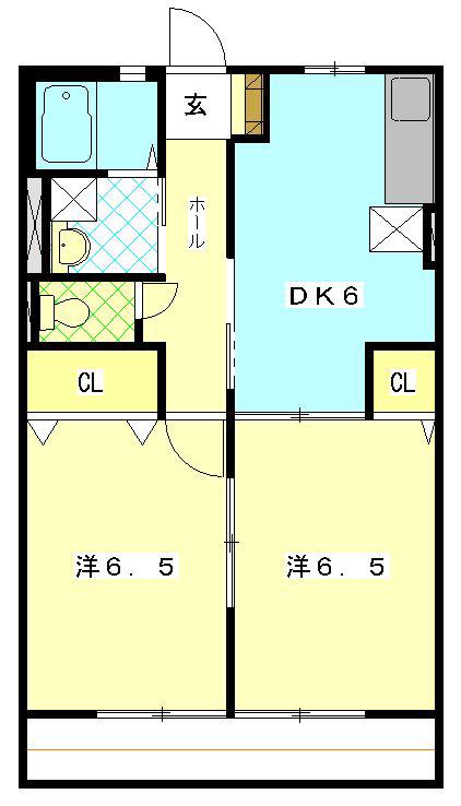 メイプル(2DK/2階)の間取り写真
