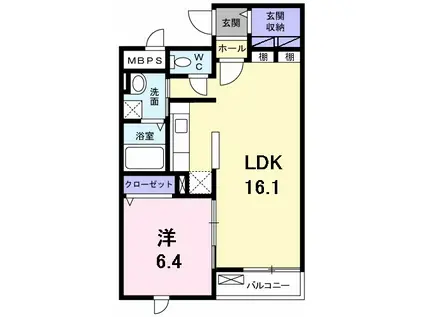 メゾン・ド・リアンIII(1LDK/1階)の間取り写真