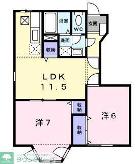クレストメゾンVII(2LDK/1階)の間取り写真