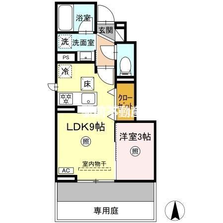 D-ROOM TK B棟(1LDK/1階)の間取り写真