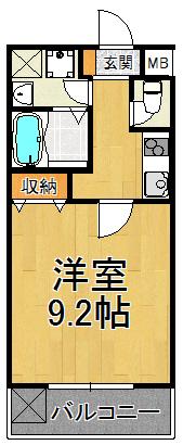 ベルエア―与古道(1K/3階)の間取り写真