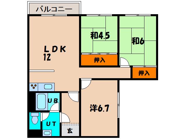 マンションマルノ(3LDK/1階)の間取り写真
