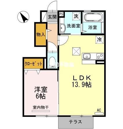 コンフォート絆(1LDK/1階)の間取り写真