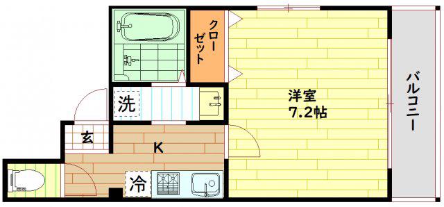 シャルル中宮(1K/4階)の間取り写真