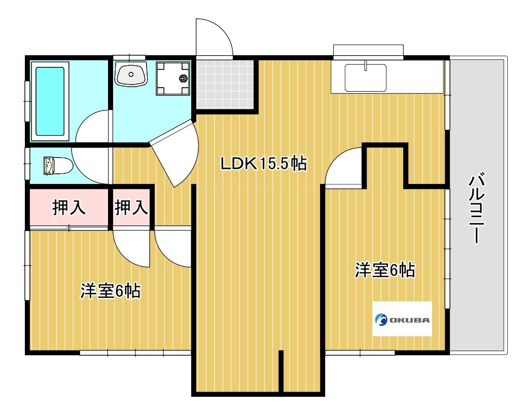 武3丁目戸建て(2LDK/2階)の間取り写真