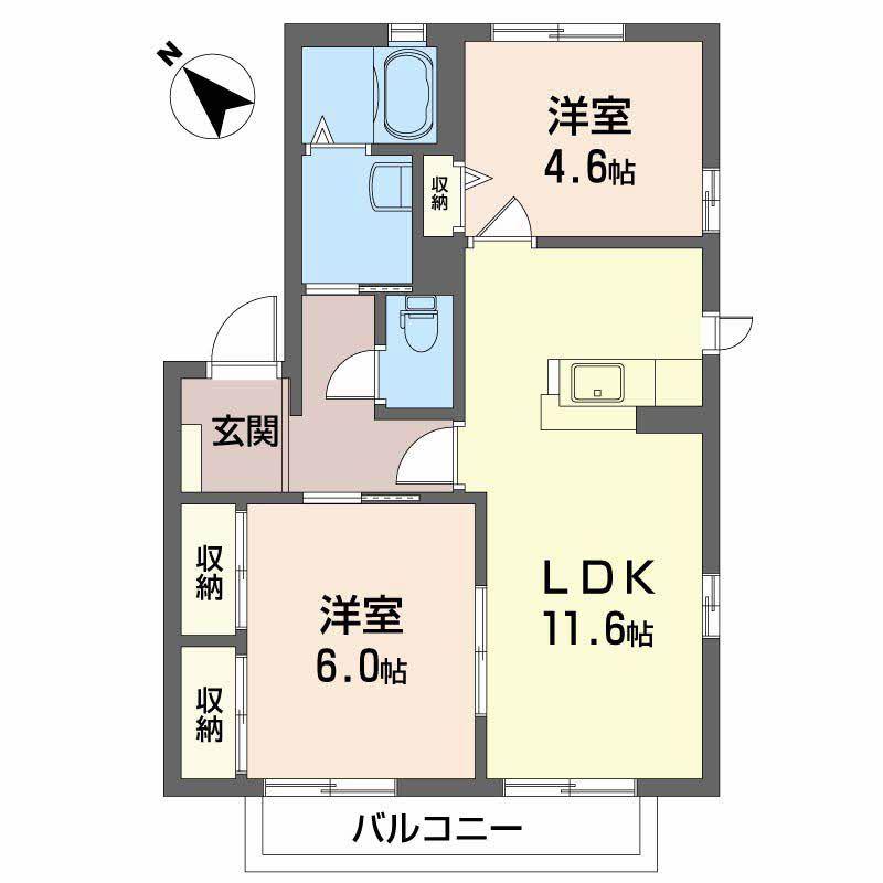 ヴィラシーン壱番館(2LDK/1階)の間取り写真