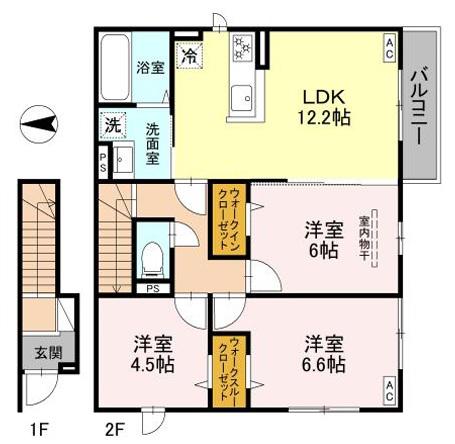 トリシア東太子(3LDK/2階)の間取り写真