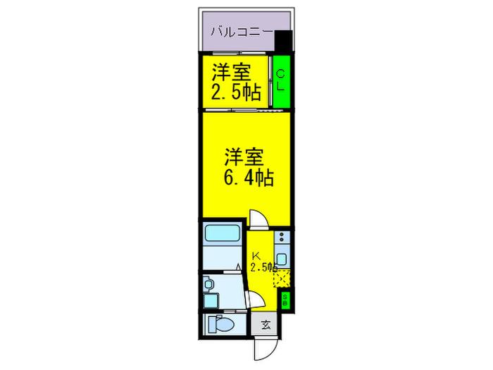 CHAINONキセラ川西(2K/2階)の間取り写真