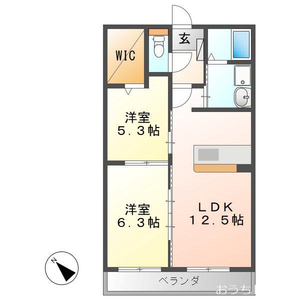 ザ・レジデンス坂本(2LDK/1階)の間取り写真
