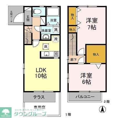 クレール AB(2LDK/2階)の間取り写真