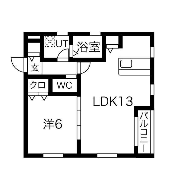 グランフォーレ千種(1LDK/1階)の間取り写真