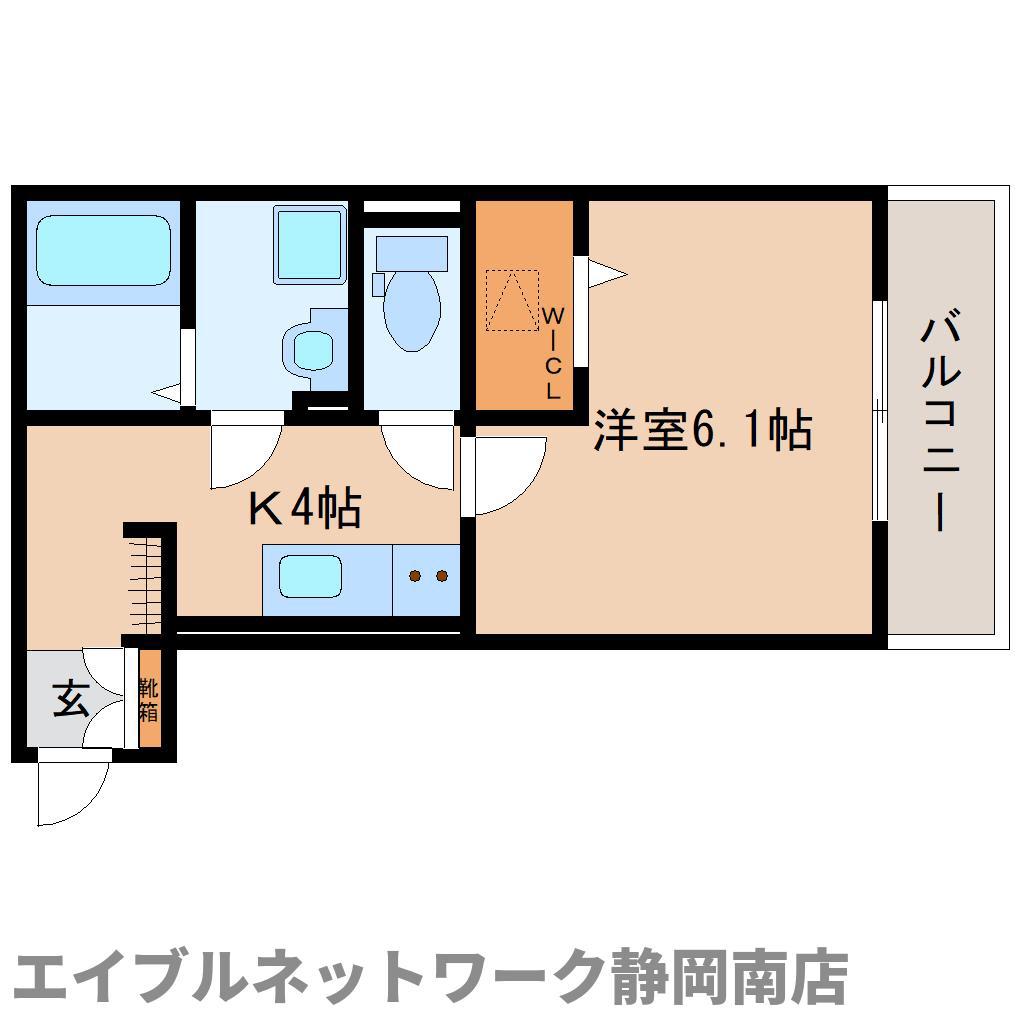 ジュネス東静岡(1K/1階)の間取り写真