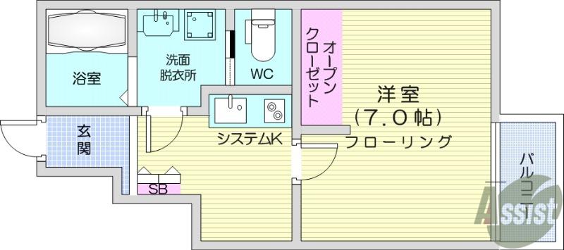 パールフォレスト(1K/1階)の間取り写真