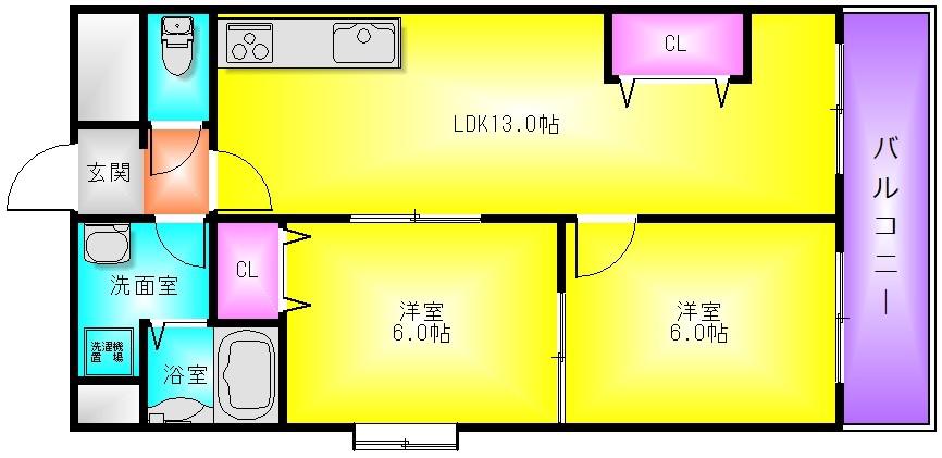 北本町プラザ(2LDK/7階)の間取り写真