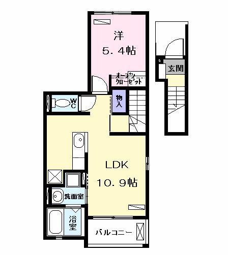 CASA VIOLA(1LDK/2階)の間取り写真