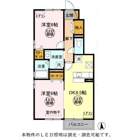 ROYAL GARDEN KANAI(2DK/1階)の間取り写真