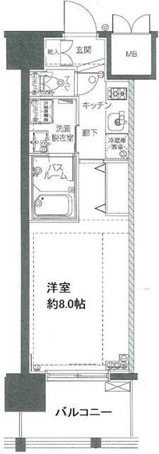 ZOOM東陽町(1K/8階)の間取り写真