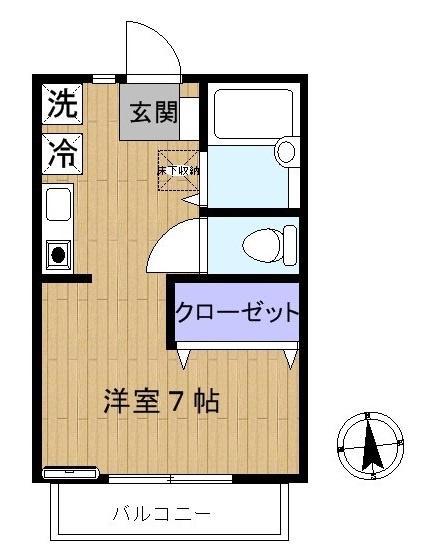 コートドールH(ワンルーム/1階)の間取り写真