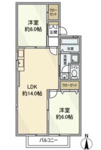 パレスノーヴァ(2LDK/2階)の間取り写真