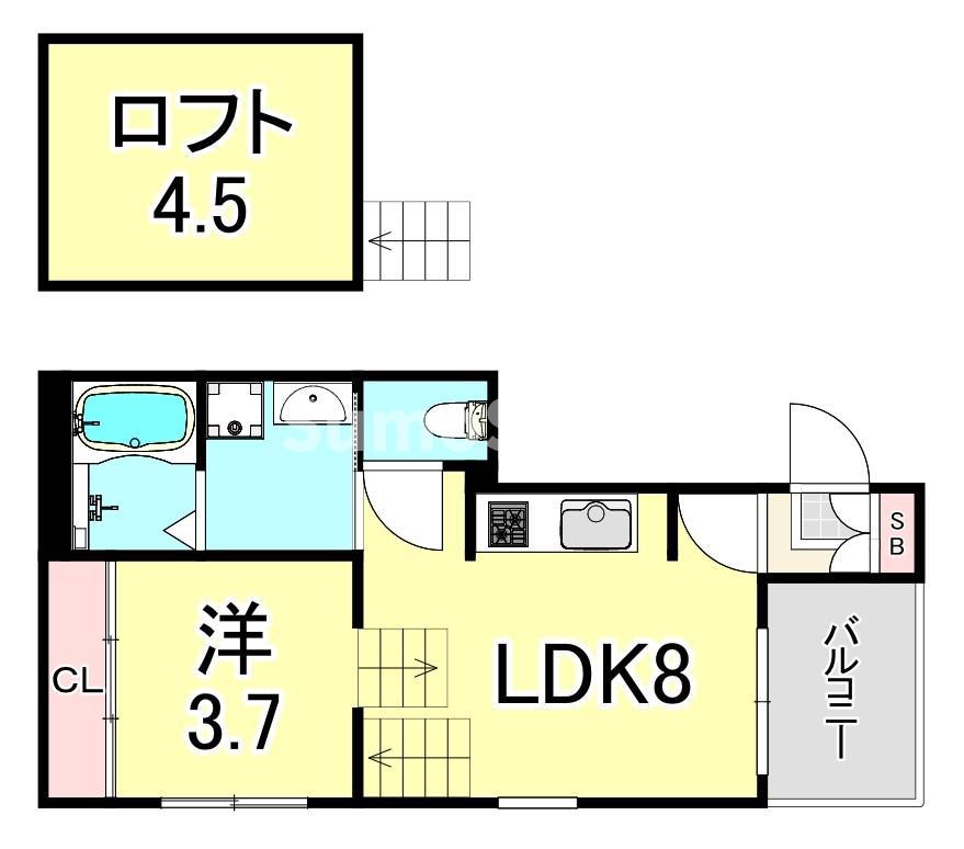 STAGE千舟(1LDK/2階)の間取り写真