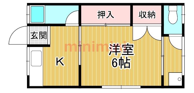 第3岡部コーポ(1K/2階)の間取り写真