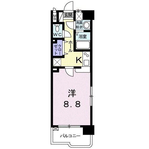 サントール(1K/6階)の間取り写真