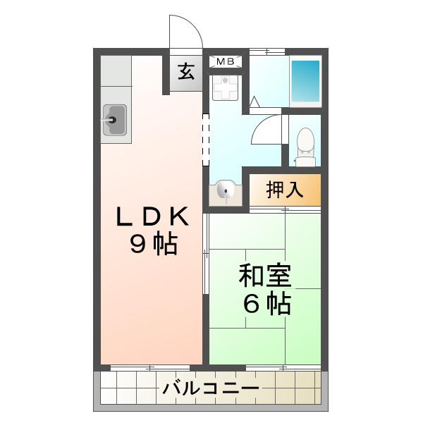 浜第一マンション(1LDK/3階)の間取り写真