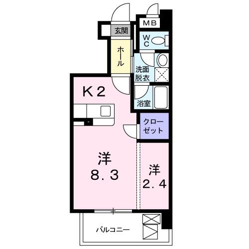 レジデンス Y&K(1SK/4階)の間取り写真