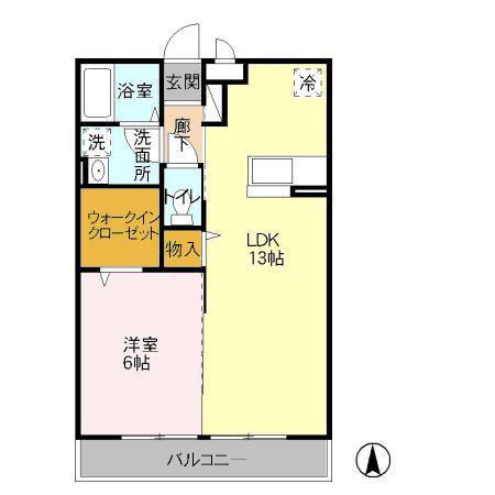 L´ARCHE(1LDK/2階)の間取り写真