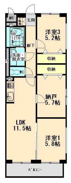 エクラ ときわⅠ(3LDK/1階)の間取り写真