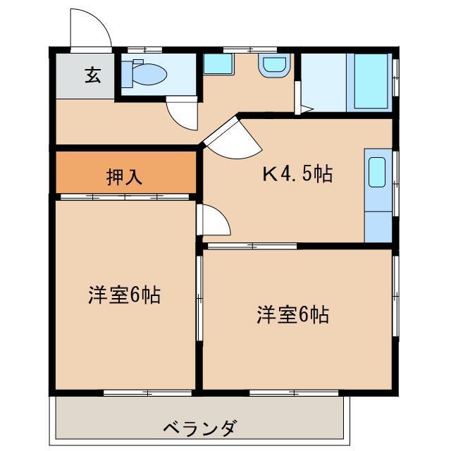マンション飛騨(2DK/2階)の間取り写真
