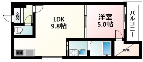 フジパレス吹田垂水町II番館(1LDK/1階)の間取り写真