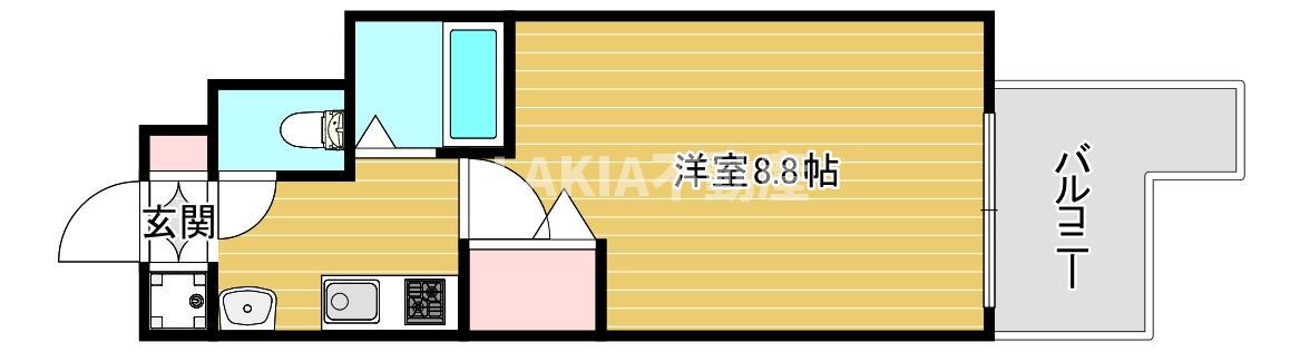 ディナスティ松屋町II(1K/3階)の間取り写真