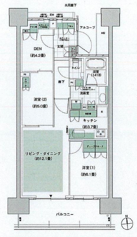 HARUMI FLAG PARK VILLAGE C棟(2SLDK/18階)の間取り写真