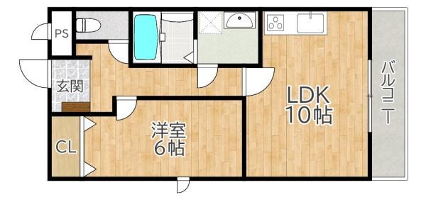 グランコスモ交野(1LDK/1階)の間取り写真