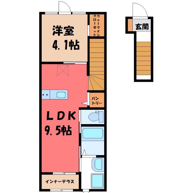 グランディール(1LDK/2階)の間取り写真