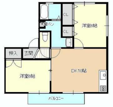 ハイカムール上島II(2LDK/2階)の間取り写真